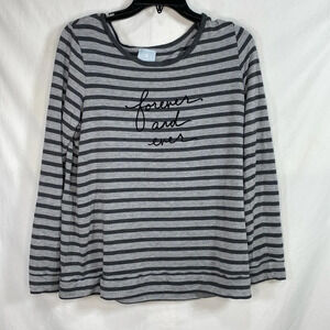 Sunday Anthropologie Medium Long Sleeve Gray Stripe T-Shirt.  “Forever and Ever”